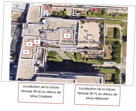 Plan original annoté, sondages S1 S2 S3 au R+6 et S4 au R+7